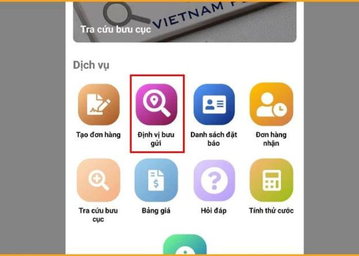 Chọn mục định vị để bắt đầu tra cứu thông tin